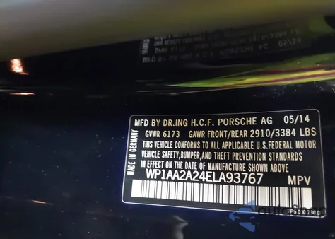 2014 Porsche Cayenne z USA, uszkodzony, nr VIN WP1AA2A24ELA93767